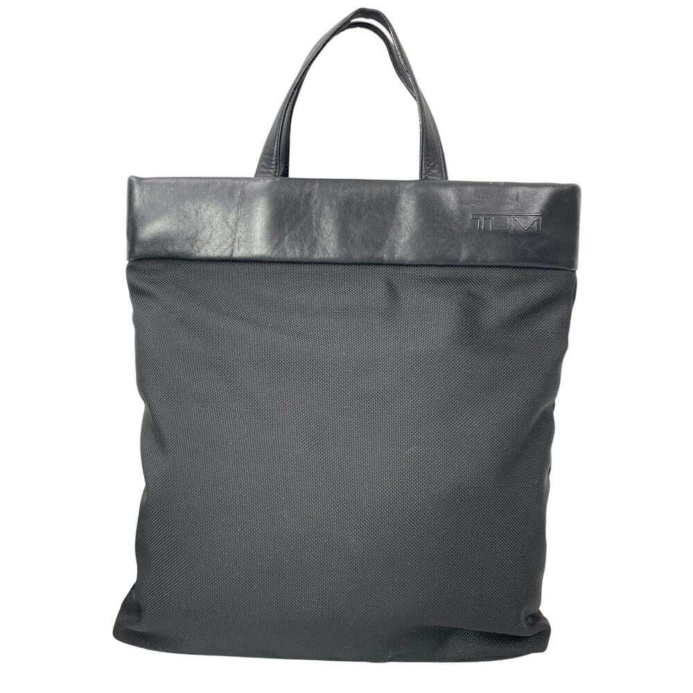 Tumi Women's Black Leather Nylon Travel Laptop Tote Shoulder Handbag Size OS